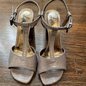 Lanvin Brown T-Strap Block Heel Sandals